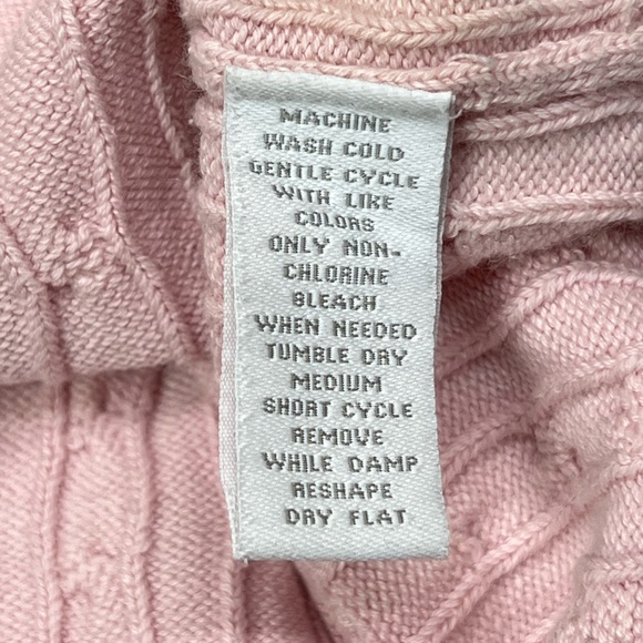 Vintage Pink Cable Knit Sweater 90s Charter Club Knitted V Neck Blouse Crewneck - Picture 16 of 17